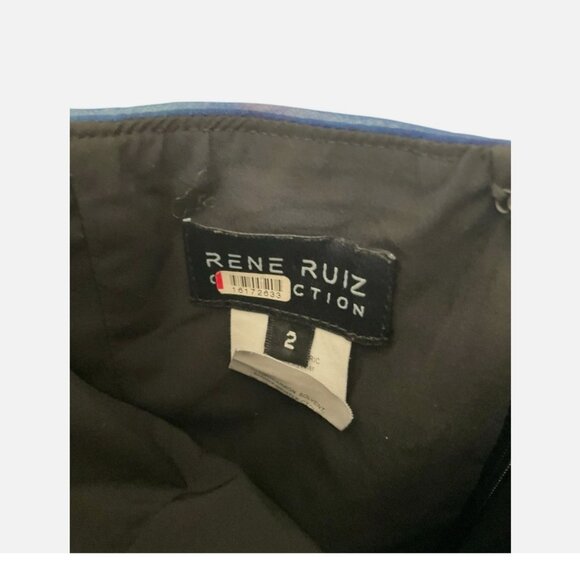 Rene Ruiz Organza Gown Maxi One-Shoulder Chiffon Blue Size 2 *READ FLAW* - Picture 6 of 7